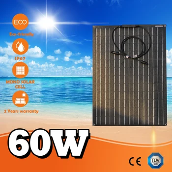 Sončne celice, 60 W 50 W 40 W Moči Banke 12V Sončne Celice Polnilnik Ploščo Kit ETFE Prilagodljiv Plošča Sončne 18V