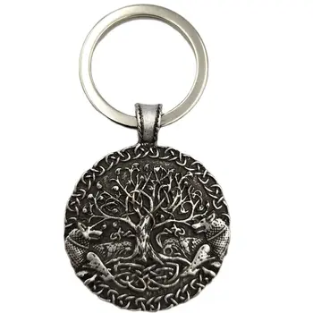 Dva Volka Key Ring Viking Amulet Keyring tree of life Obesek Keychain Moških Darilo