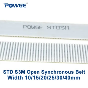 POWGE PU Bele STS STD S3M Odprite časovni pas S3M-15 mm Širina: 10/15/20/25/30/40 mm Poliuretanske jekla 10STD3M Sinhronih Laser