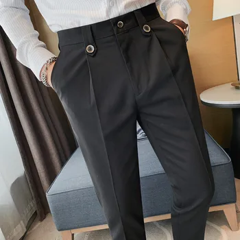 Moške Črne Formalnih Obleke Nosijo Hlače Moški Poročno Obleko Hlače Visoke Kakovosti Moških Britanski Stil Slim Fit Business Casual Obleko Hlače
