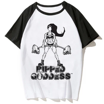 Crossfit Fitnes majica s kratkimi rokavi ženske ulične strip Japonski vrh dekle ulične y2k oblačila