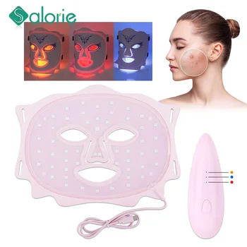 Led Masko Terapija s Svetlobo Foton USB Polnjenje 3 Barve na Obrazu Masko za Anti Aging Pomlajevanje Kože, za Nego Kože Naprave Lepota