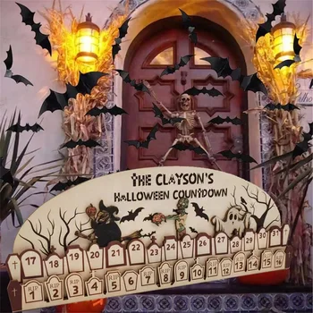 Lesene Halloween Adventni Koledar Odštevanje Adventni Koledar 2023 Festival Temo Ornament Tabela Doma Dekoracijo Obrti
