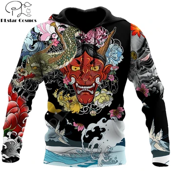 Samurai Oni Masko Tatoo 3D Tiskanje Jeseni Mode Moški pulover s kapuco Unisex Hooded Majica Ulica Priložnostne Jakno, Trenirko DW713