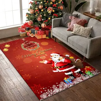 Božič Kamin Pravokotnik Velika Površina Preproge, Santa Claus Preprogo za dnevno Sobo, Spalnica Preprogo Playroom Preprogo Božični Dekor