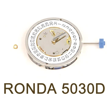 Nove in izvirne Švicarski RONDA 5030D gibanje srebro Datum Na 4 šest roke kvarčni gibanje, pazi pribora