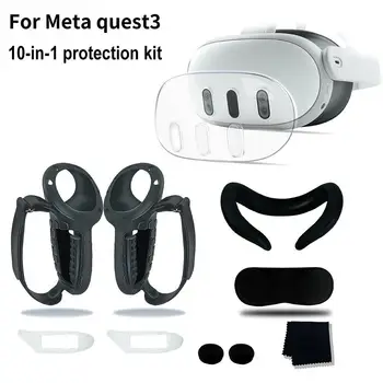 10-v-1 Za Meta Quest 3 Silikonski Zaščitni Pokrov Primeru VR Slušalke Oprijem Patron Z Baterijo za Zaščito