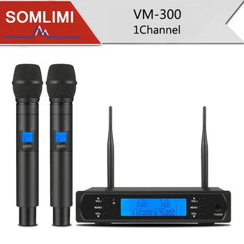 SOMLIMI Vroče prodajo Profesionalni Dvojni Brezžični Mikrofon MV-300 Stopnji Uspešnosti Petje KTV Srečanje Cerkev Dinamična