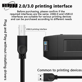 1,5 m/3m USB 2.0 High Speed Kabel Tiskalnika, ki Vodijo Do B Dolgo Črno Zaščiteni Orodje Podatkovne Linije