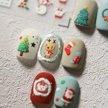Snjegović Božič Nalepke za Nohte Novo Leto Snežinka Jelena Manikura Decals Tri-dimenzionalni Santa Nail Art Nalepke Manicurist