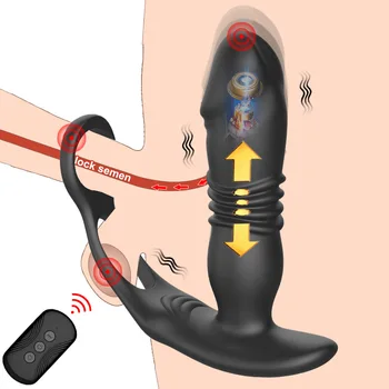Silikonski Analni Vibrator Thrusting Stimulator Prostate Massager Zamudo Izliv zaklepni Obroček Analni Butt Plug Sex Igrače Dildos za Moške