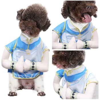 Igra Borec Chun Li Cosplay Kostum za pasji mladiček Obleke, Obleke za Hišne živali Pes Vlogo Igrajo Oblačila Halloween Carnival Prikrivanje Obleko
