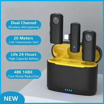 Ultra-Mini Prenosni River Brezžični Mikrofon One-Touch Šumov Brezžični Lavalier Mikrofon s Polnjenjem Primeru