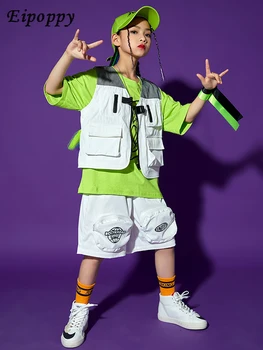 Fant Hip-Hop Obleko Otrok Hip Hop Kostum Poletje Telovnik modni brvi Dekle Jazz Ples Kostum
