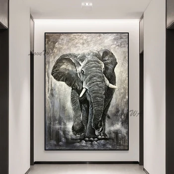 Ročno poslikano Slon Živali Oljno sliko Visoke Kakovosti, Veliko dnevno Sobo Stenske Slike Platno Art Modeli Uvoz Doma Dekor