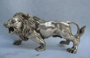 Art Okras Obrti Tibera Srebro Kitajske Ljudske Rafiniran beli Bakra, Srebra Mačji živali Divji Moški lev Kip trgovinah