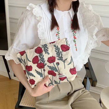 Umetniško sveže cvjetnim bombaža ličila vrečko Japonsko gospodarstvo torba za Prenosni manjše izdelke za shranjevanje vrečko usta, rdeče ovojnice