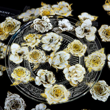 40Sheet PET Cvetlični Folijo zlato Porjavelost Nalepke Material Cvet Priročnik Dekoracijo Kolaž Scrapbooking, varnostno 55MM