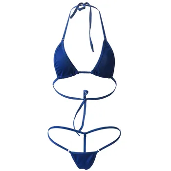 2020 Novih Eksotičnih Crotchless Bowknot Mikro Bikini Žensk Sončenje G String Kopalke Mini Bikini Komplet Seks Extreme Plavati Kopalke