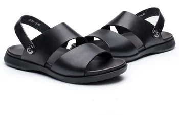 Moški sandali usnje poletje 2019 nov mladinski prva plast usnja plaži čevlji za moške priložnostne čevlji usnjeni sandali luksuznih