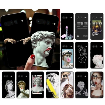 Art Linije David Mona Lisa Primeru Telefon za Google Slikovnih pik 8 7 Pro 7 7A, 6A 6 Pro 5A 4A 3A Pixel 4 XL Slikovnih pik 5 6 4 3 3A XL