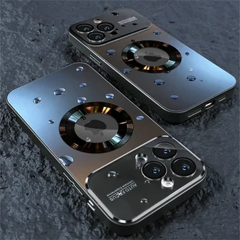 za Magsafe Primeru Za iPhone 15 Pro Max 14 Pro AG Mat Kaljeno Odbijača Magnetni Pokrov Shockproof Steklo Objektiva Kamere Zaščita