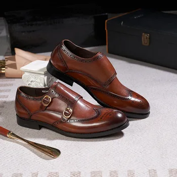 Novi moški čevlji luksuzne blagovne znamke visoke kakovosti 2023 sapatos de osvetljevalec luxo par homens menih traku čevlji za moške