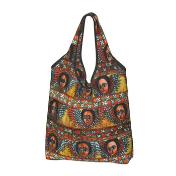 Po Meri Etiopski Habesha Umetnosti Nakupovalna Torba Ženske Prenosni Velike Zmogljivosti, Trgovina Shopper Tote Vrečke