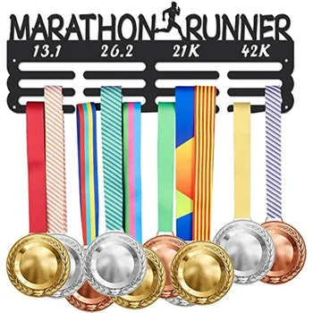 Maraton Medaljo Zaslon Rack Moški Maraton Medaljo Imetnik z 12 Linij Trmast Jekla Nagrado Prikaz Imetniki Stenske