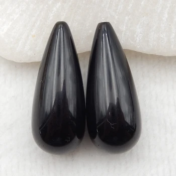 Naravni Gemstone Obsidian Ročno izdelani Uhani Kroglice 29x12mm10.2g