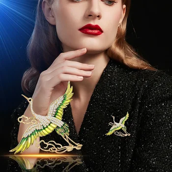 Moda Lepe Phoenix Kristalno Emajl Zatiči Broške Za Ženske Lady Eleganten Stranka Banket Obleko Dekoracijo Značke Pin