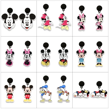 Disney Mickey Mouse Akril Black Spusti Uhani s Smolo Epoksi Ročno izdelan Nakit za Ženske