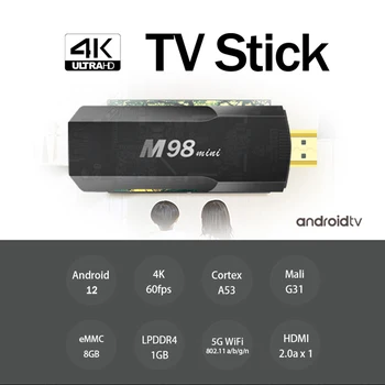 M98 mini v400 Tv Okno TV Android 12 Palico H313 Najnovejši Sistem Za 2,4 G/5Gwifi 4K 60fps High Definition TV IPTV