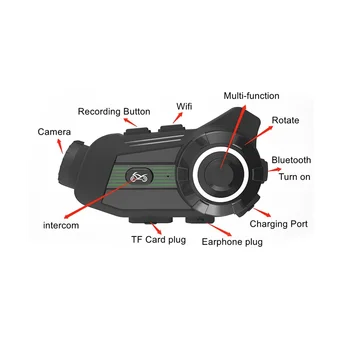 S3 Motoristična Čelada Kamere HD Bluetooth, Wifi Motocikla DVR Dash Cam Brezžični BT 5.1 Čelada Interkom( 1080P)