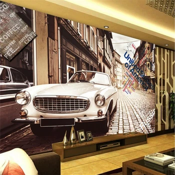 beibehang Retro avto cafe bar nostalgično de papel parede 3D zidana ozadje ozadje spalnica, dnevna soba stenski papir freske-3d
